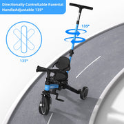 XJD AS106 7-in-1 Toddler Bike with Push Handle for 1 Year to 4 Years Old Kids, Blue