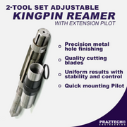Praztech ADJEX1 2-Tool Set Adjustable Hand KINGPIN Reamer with Extension Pilot