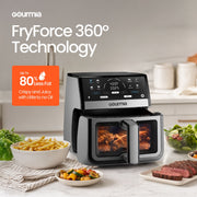 Gourmia GAF836GRY 8-Quart Digital Window Air Fryer, 8 One-Touch Cooking Functions, FryForce 360 Technology, Gray