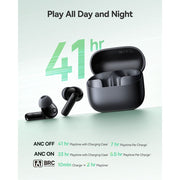 Baseus Bass EP10 NC Wireless Earbuds, Hybrid Active Noise Cancellation 43dB, 12mm Super-Bass Drivers, 41H Playtime, 4-Mic AI Clear Calls, IP55 Water Resistant, Black