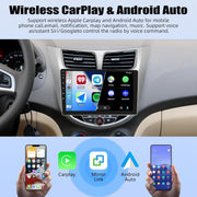 Podofo Android 15 Car Stereo, 9-Inch HD Touchscreen, 2GB RAM, 64GB Storage, Wireless Apple CarPlay, Android Auto, GPS Navigation, WiFi, FM/RDS Radio, AHD Backup Camera for Hyundai Accent 2012-2017
