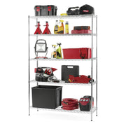 Hyper Tough 5-Tier Heavy Duty Steel Wire Freestanding Storage Shelf Unit Set, Chrome