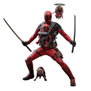 Hot Toys Deadpool Sixth Scale Action Figure with Interchangeable Eye Pieces, Red and Black Suit, Katanas, Pistols, and Dogpool Collectible, 12 Inch, 913476