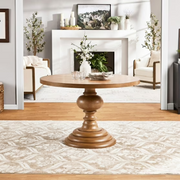 My Texas House Perry Round Dining Table, Warm Brown Finish, Box 1