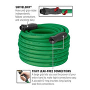 Flexzilla Colors SwivelGrip Garden Hose, 5/8 in, 100 ft, Lightweight All-Weather Hybrid Polymer, Leak-Free Connections, Forest Green, HFZC5100GRS-E