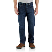 Carhartt Men's Relaxed-Fit 5-Pocket Work Jeans, Deep Creek Blue Denim, 52 in Waist, 30 in Inseam, 105119