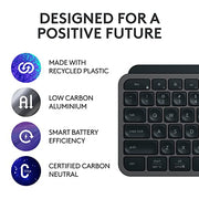 Logitech MX Keys S Wireless Keyboard, Low-Profile Ergonomic Design, Multi-Device Bluetooth, USB-C Rechargeable, Smart Backlighting, Graphite, 920-011558