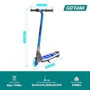 GOTRAX Scout 2.0 Kids Electric Scooter, 80W Motor, 6 MPH Max Speed, Colorful LED Front Wheel and Deck, Lightweight Aluminum Frame, Blue