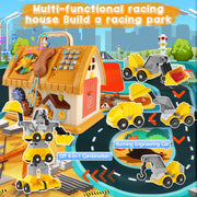 UUSUOO 8-in-1 Montessori Baby Toy, Multifunctional Educational Activity Cube with Musical Telephone, Adjustable Clock, Spinning Gears, Steering Wheel, Car Slide Track, Yellow