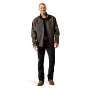 ARIAT Men's Patriot Flag Softshell Jacket, Water Resistant, Microfleece Lined, Greater Arm Mobility, Adjustable Waist and Cuffs, Phantom Black, 10062592
