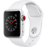Apple Watch Gen 3 Series 3 Cell 38mm Silver Aluminum - White Sport Band MTGG2LL/A