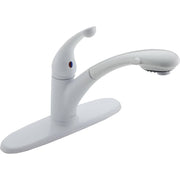 Delta 470-WH-DST Signature Single-Handle Pull Out Sprayer Kitchen Faucet, White