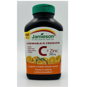 Jamieson 500mg Natural Tangy Orange Chewable Vitamin C Plus Zinc, (400 Tablet)