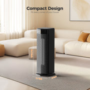 ALROCKET DH-QN26A Space Heater, 1500W PTC Ceramic Tower Heater with Thermostat, Remote Control, ECO Mode, 90 Oscillation, 24H Timer, Quiet Operation, Black