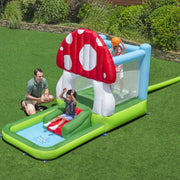 H2OGO! Mushroom Totlot Inflatable Bounce House with Slide, Splash Pool, Basketball Hoop, Indoor Outdoor Playset for Ages 3 and Up