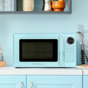 Nostalgia Retro 700W Countertop Microwave Oven, 0.7 Cu Ft Capacity, Aqua, 8 Auto Cook Programs, LED Display, Rotating Glass Turntable, NRMOPMSW7AQ6A