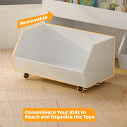 Bel Ark 2-Tier Portable Toy Storage Organizer with 2 Removable Bins, Smooth-Rolling Wheels, Anti-Tilt Safety, White