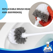 MR.SIGA Toilet Plunger and Bowl Brush Set with Holder, Heavy-Duty Rubber Plunger, Durable Nylon Bristle Brush, Ergonomic Handle, White, 1 Set