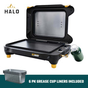 Halo Getaway 2-Zone Portable Gas Griddle with Elevate Lid, 282 Sq In Cooking Surface, Dual-Zone Heat Control, Black