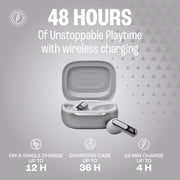JBL Live Beam 3 True Wireless Noise-Cancelling Earbuds Silver with 48-Hour Playback and Wireless Charging