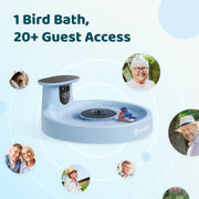 Birdfy Bird Bath Pro Smart Bird Bath with Dual-Lens 2K Camera, Solar-Powered Fountain with 3 Nozzles, Blue