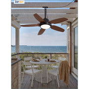 Zardon 42in Modern Outdoor Ceiling Fan with Light, 6-Speed DC Motor, 3 Color Temperatures, Weather-Resistant, Brown, LX42