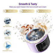 AlfaBot Nut Milk Maker, 10-in-1 Automatic Soy Milk Machine, 50oz Capacity, 800W, Stainless Steel Jar, Self-Clean, Delay Start, Keep Warm, Purple, N4-01