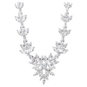 Believe by Brilliance NF00325RZW-18.WM Sterling Silver Cubic Women Zirconia Leaves Cluster Statement Necklace Silver 18in Chain