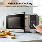 BLACK+DECKER Countertop Microwave Oven, 0.9 Cu Ft, 900W, 6 Auto Menus, 10 Power Levels, Child Lock, Memory Function, Digital Panel, Stainless Steel, EM9P022DY