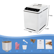 KBS MBF-070 2LB 20-in-1 Bread Maker Machine with Automatic LCD display, White