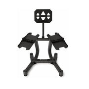 Echelon Strength Adjustable Dumbbells 752 with Stand - 7 to 52.5 lb Quick Select Free Weights for Home Gym, Metal Grip Dumbbells with Storage Rack and Tablet Holder