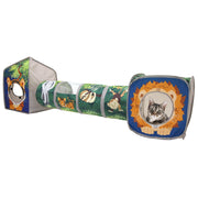 SportPet Designs Kitty City Safari Jungle Cat Play Set, Collapsible 3-Piece Combo with Lion Cube, Tiger Hideout, Safari Tunnel