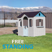 Lifetime Indoor Outdoor Kids Playhouse with Two Store Windows and Farm-Style Half Doors, Durable Low-Maintenance Construction, Taupe, 46 in x 40 in x 55 in, 91431