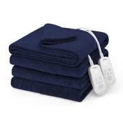 Sunbeam Electric Heated Bed Blanket, Dual Independent Heat Controls, Ultra-Soft Microplush, Navy, Queen 90 x 84 in, 12 Heat Settings
