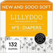 LILLYDOO Baby Diapers Size 5 (24+ lbs), Ultrasoft Skin-Friendly Leak Protection, Hypoallergenic, Dermatologist Tested, 132 Count