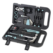 Hyper Tough 8UJ0059A 40-Piece Household Tool Kit with Soft Grip Handles, Seafoam Green, Portable Hard Plastic Case