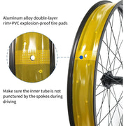 ZTZ Fat Tire Bike Wheelset, 20 x 4.0 Inch Front Wheel, 36H, 135mm Hub, 9mm Quick Release, Disc Brake Compatible - Aluminum Alloy Rim