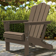 JUSTLET Outdoor Patio Folding HDPE Resin Adirondack Chair with Double Cup Holder Coffee