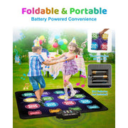 Lilian&Gema Interactive Dance Game Mat with 12 Light-Up Arrows, 8 Game Modes, Adjustable Volume, Dual Player, Waterproof, Foldable, Multicolor, ACGKTW0201