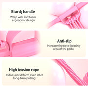 Unbranded 8-Tube Pedal Resistance Band with Handle, 3-in-1 Multi-Function Exercise Band for Foot Pedal Pull, Back Stretch, Chest Expansion, Pink