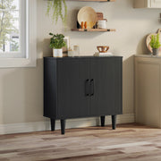 Mainstays Accent Cabinet, Black, Two Fixed Shelves, Magnetic Door Closures, Tapered Legs