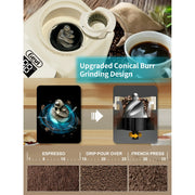 Gevi Gecme418e-U+Gecgi406b-U7 20 Bar Professional Espresso Machine with 35 Precise Grind Settings, Single