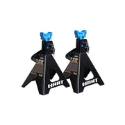 Hart T46002C Double Locking Steel Jack Stands, 6-Ton Capacity, Ratchet Height Adjustable 15-3/8 to 23-13/16 in, Black and Blue, Pair