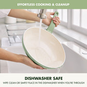 GreenPan Essence 12in Ceramic Nonstick Frypan, Diamond-Infused Coating, Oven Safe to 350F, Stay-Cool Bakelite Handle, Sage Green