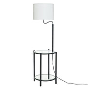 Mainstays TL74508WMDO Glass End Table Floor Lamp with White Shade, Matte Black, 17
