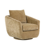 Beautiful Louisa Swivel Accent Chair, Mid-Century Modern, Stain-Treated Polyester Upholstery, Latte Finish, Includes 3 Accent Pillows