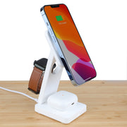ZSOU 3-in-1 Foldable Magnetic Charging Station for iPhone, Apple Watch, AirPods, White Matte Finish