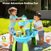 Yexmas Sand Water Table Toys for Toddlers,2-Tier Rain Pond Activity Sensory Play Table Beach Summer