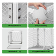Diggs Evolv MCC001A36A Dog Crate | Modular Design | Dual Lock Doors | Easy Clean Tray | Paw Safe Mesh | 36