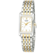 Citizen Women's Two Tone Stainless Steel Bracelet Watch, White Dial, Quartz Movement, Water Resistant 30M, EJ5854-56A